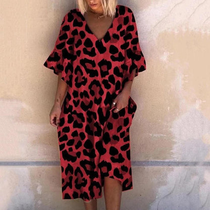 Women's Plus Size Leopard Print Maxi Dress - EasyApparels