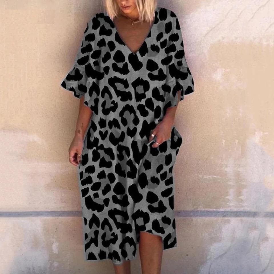 Women's Plus Size Leopard Print Maxi Dress