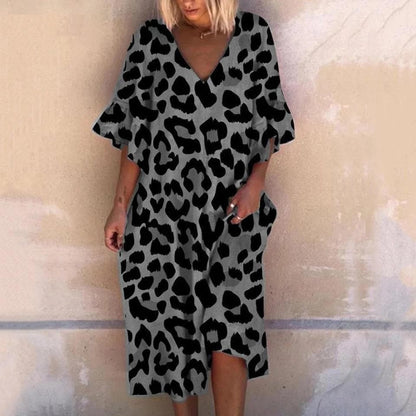 Women's Plus Size Leopard Print Maxi Dress