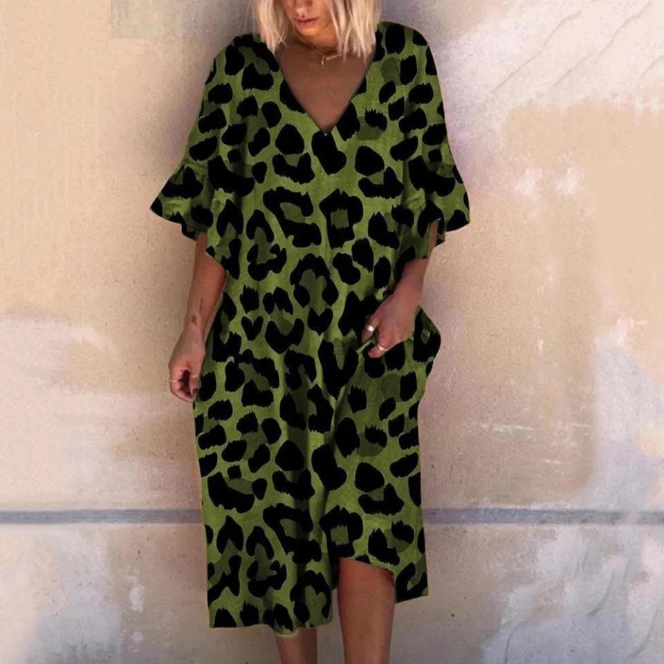 Women's Plus Size Leopard Print Maxi Dress