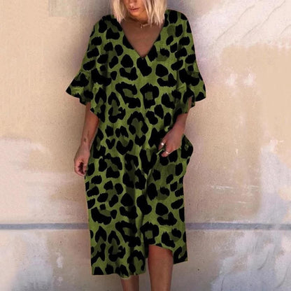 Women's Plus Size Leopard Print Maxi Dress