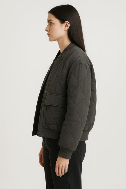 Ladies Large Zip Up Bomber Coat