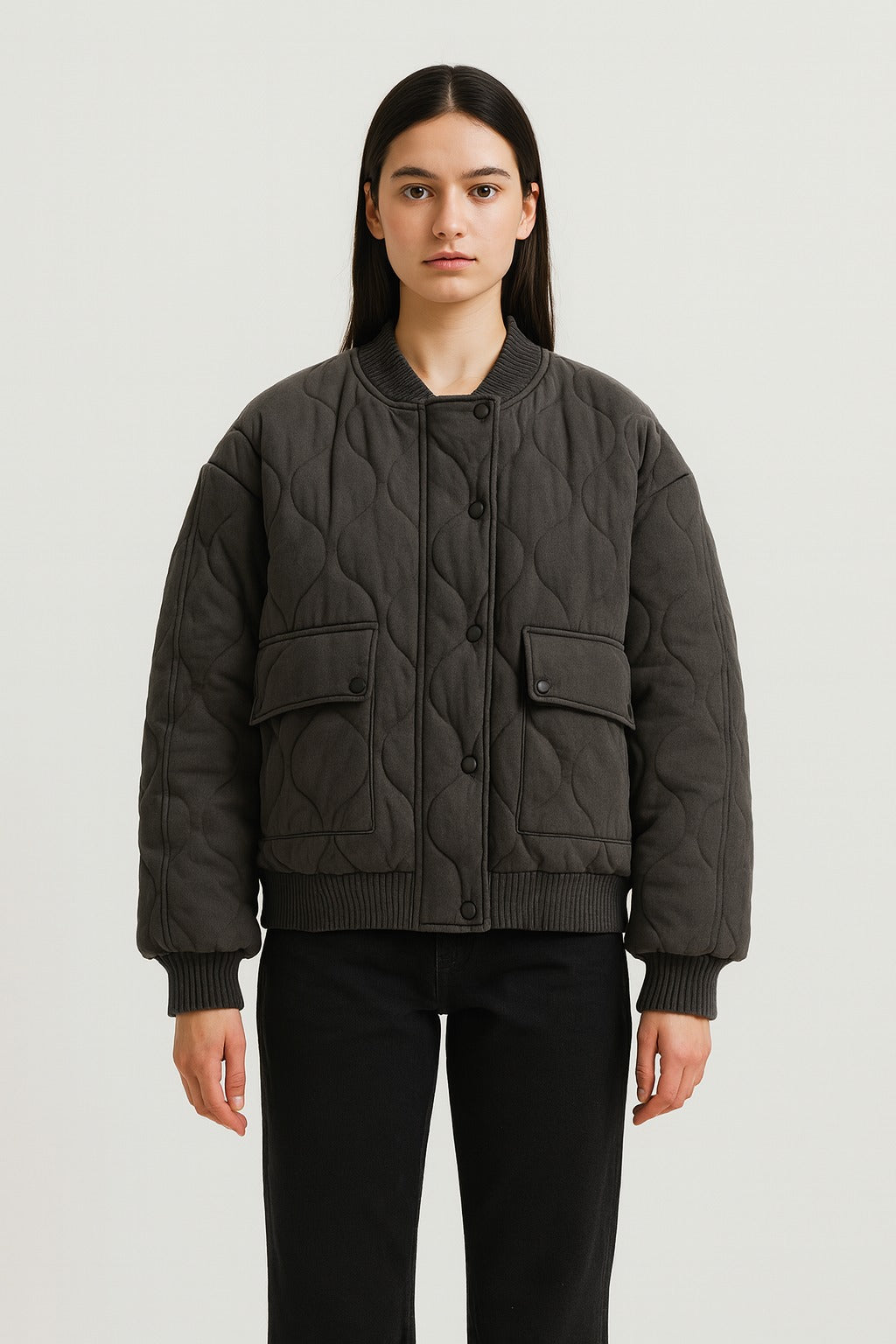 Ladies Large Zip Up Bomber Coat