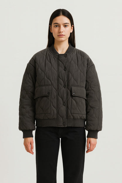 Ladies Large Zip Up Bomber Coat