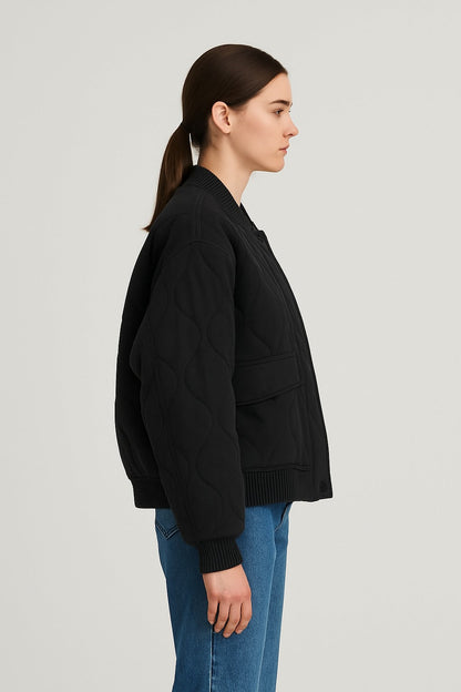 Ladies Large Zip Up Bomber Coat