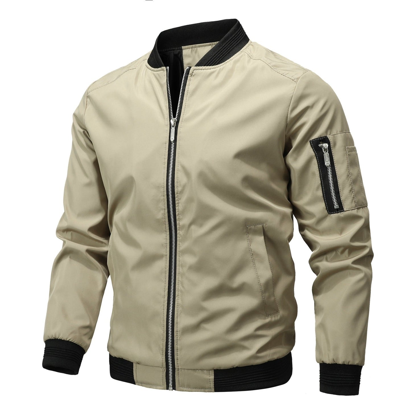 Slim Fit Zip Up Mens Jacket with Pockets