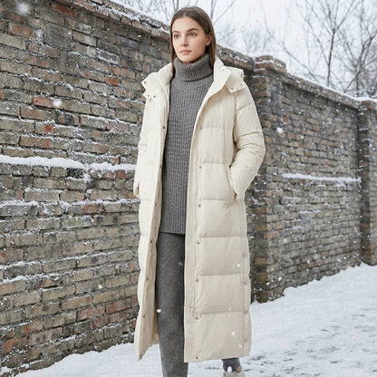 Warm Quilted Down Parka Coat with Side Pockets - EasyApparels
