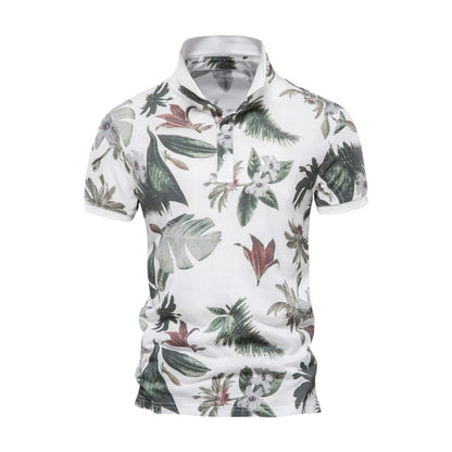 Men's Slim Fit Polo Shirt - Classic Floral Pattern