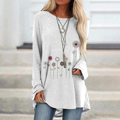 Comfortable Floral Embroidered Pullover Sweatshirt
