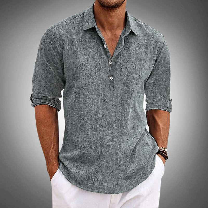 Casual Linen Long Sleeve Men's Shirt