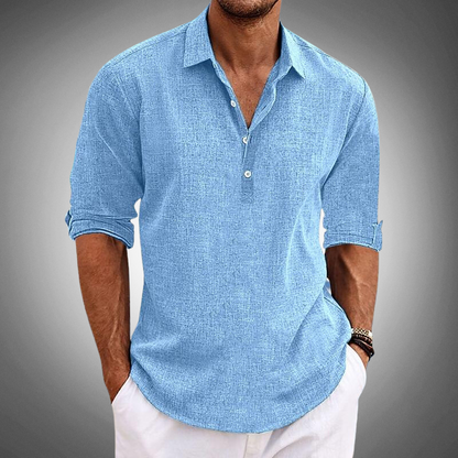 Casual Linen Long Sleeve Men's Shirt