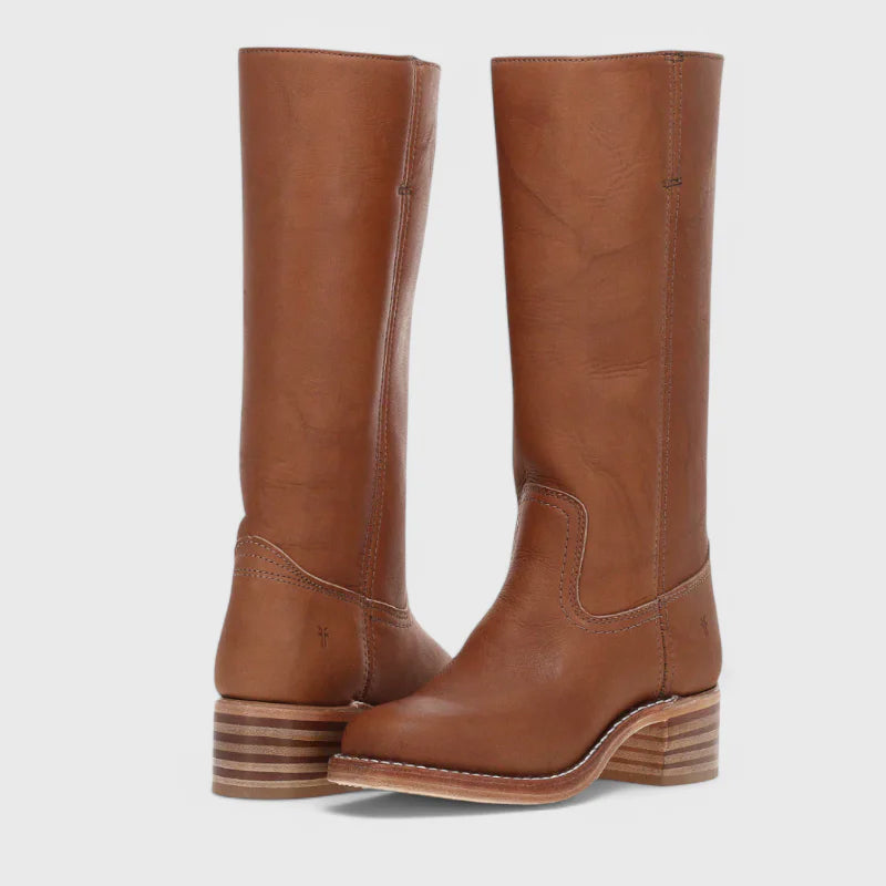 Fake Leather Tall Riding Boots | Block Heel Boots