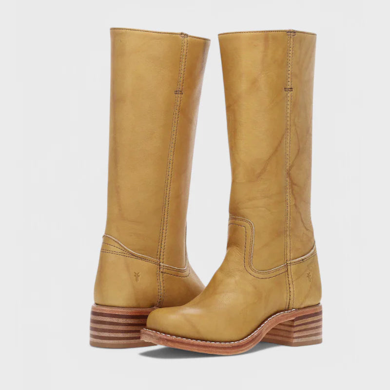 Fake Leather Tall Riding Boots | Block Heel Boots