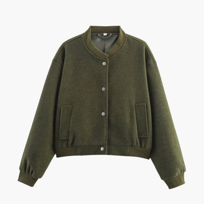 Ladies' Fit Bomber Coat with Stretch Cuff and Side Pockets