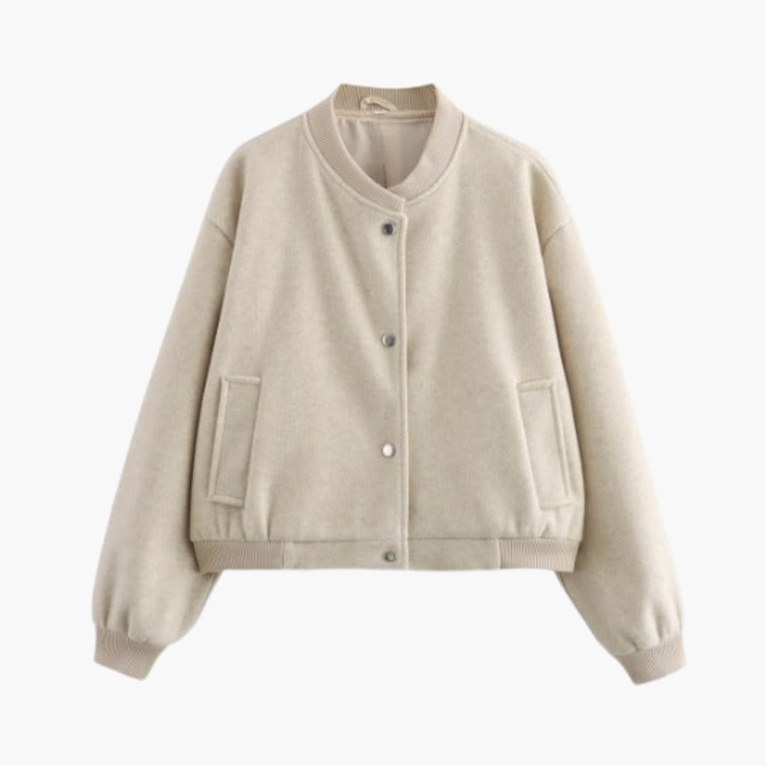 Ladies' Fit Bomber Coat with Stretch Cuff and Side Pockets