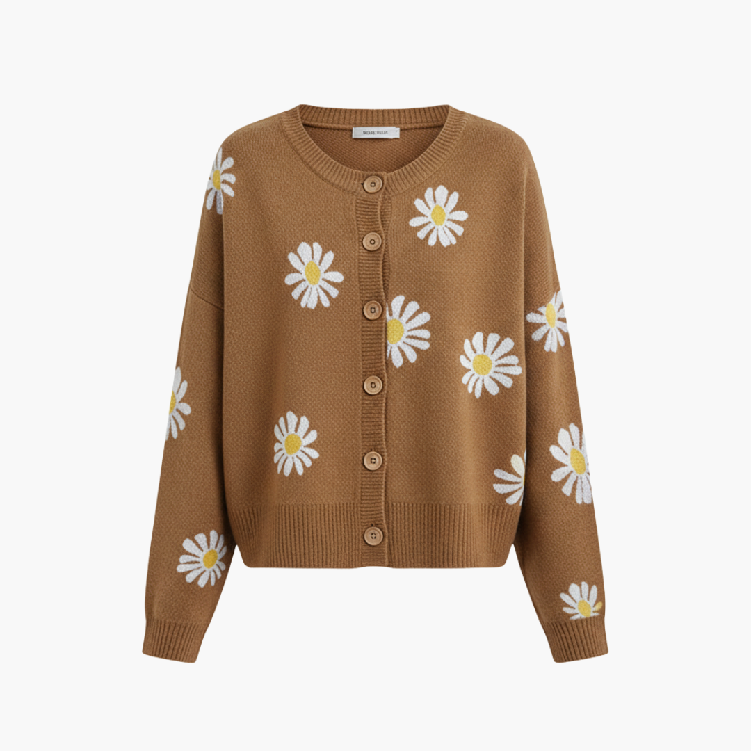 Ladies Floral Knit Sweater - Vossary