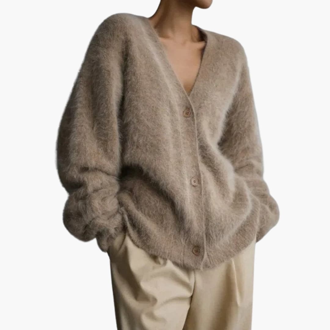 Ladies Open Front V Neck Sweater