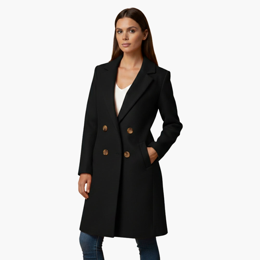 Ladies Classic Double Breasted Long Coat