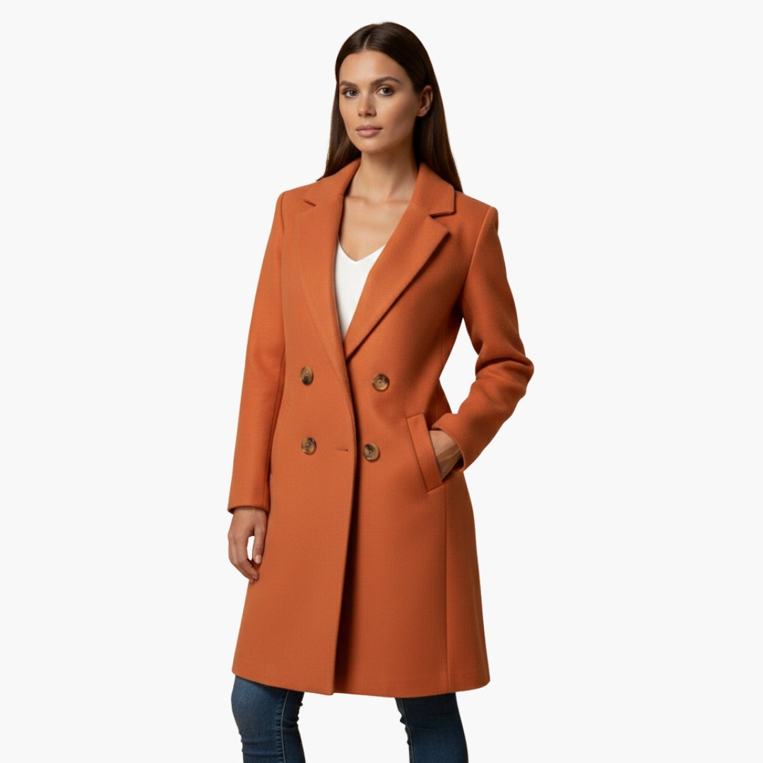 Ladies Classic Double Breasted Long Coat