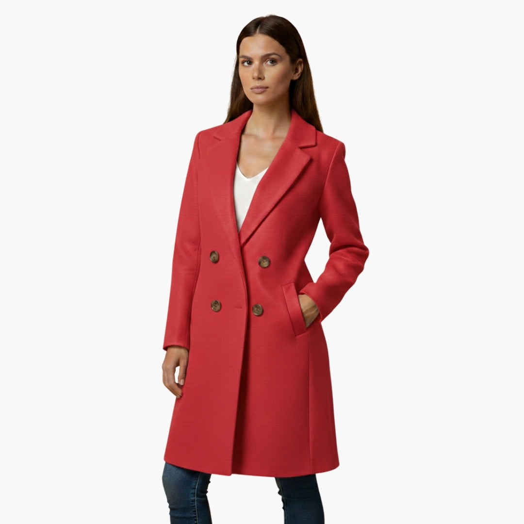 Ladies Classic Double Breasted Long Coat
