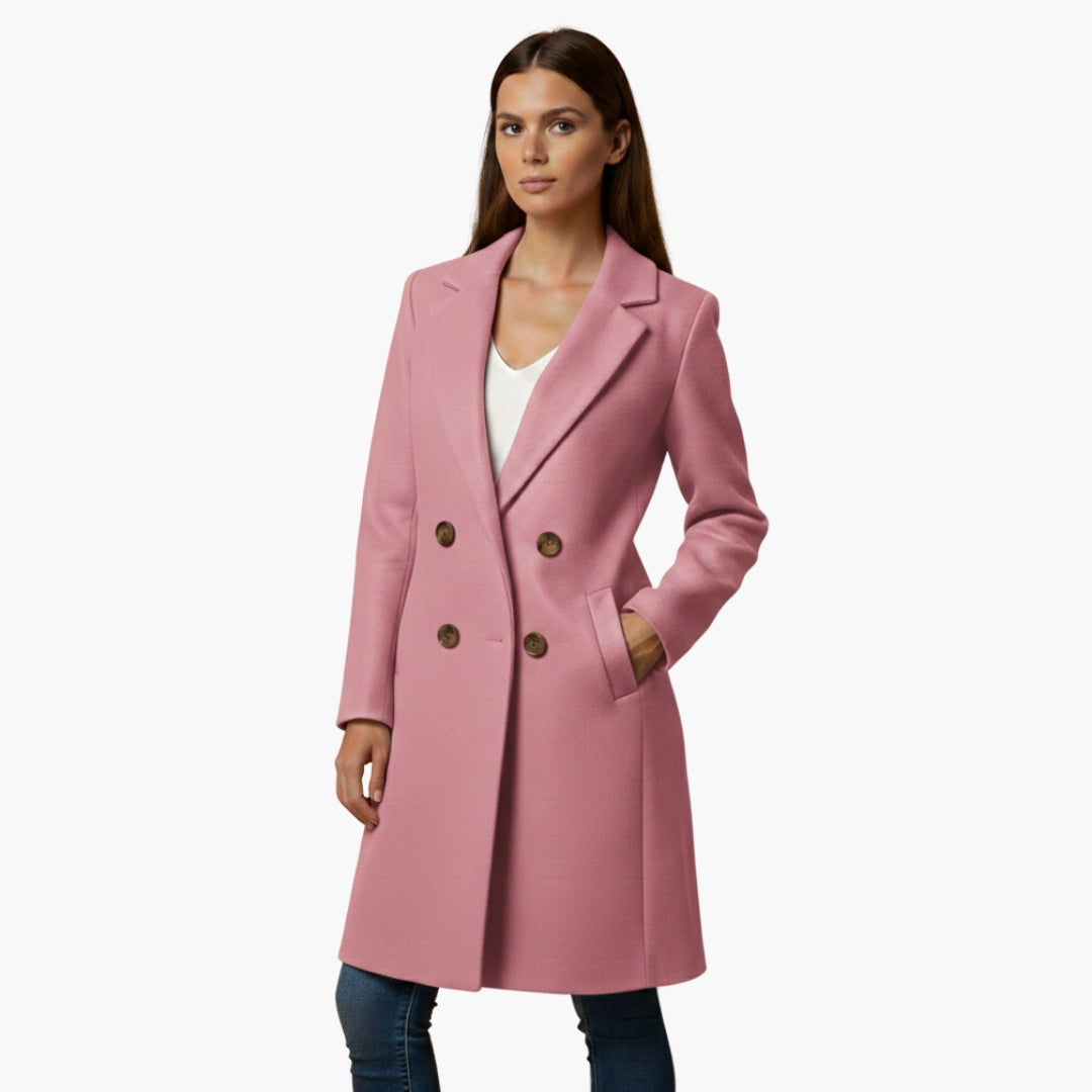 Ladies Classic Double Breasted Long Coat