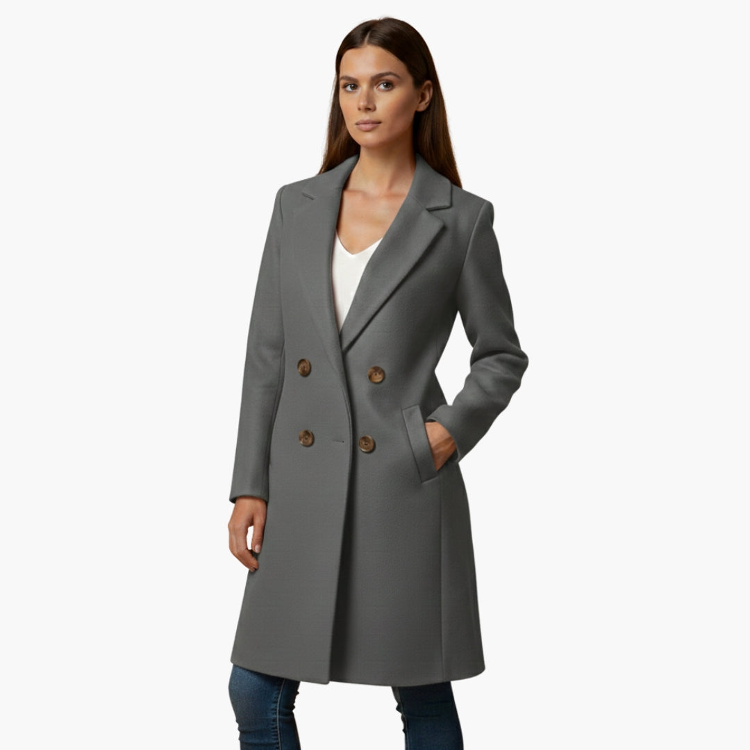 Ladies Classic Double Breasted Long Coat