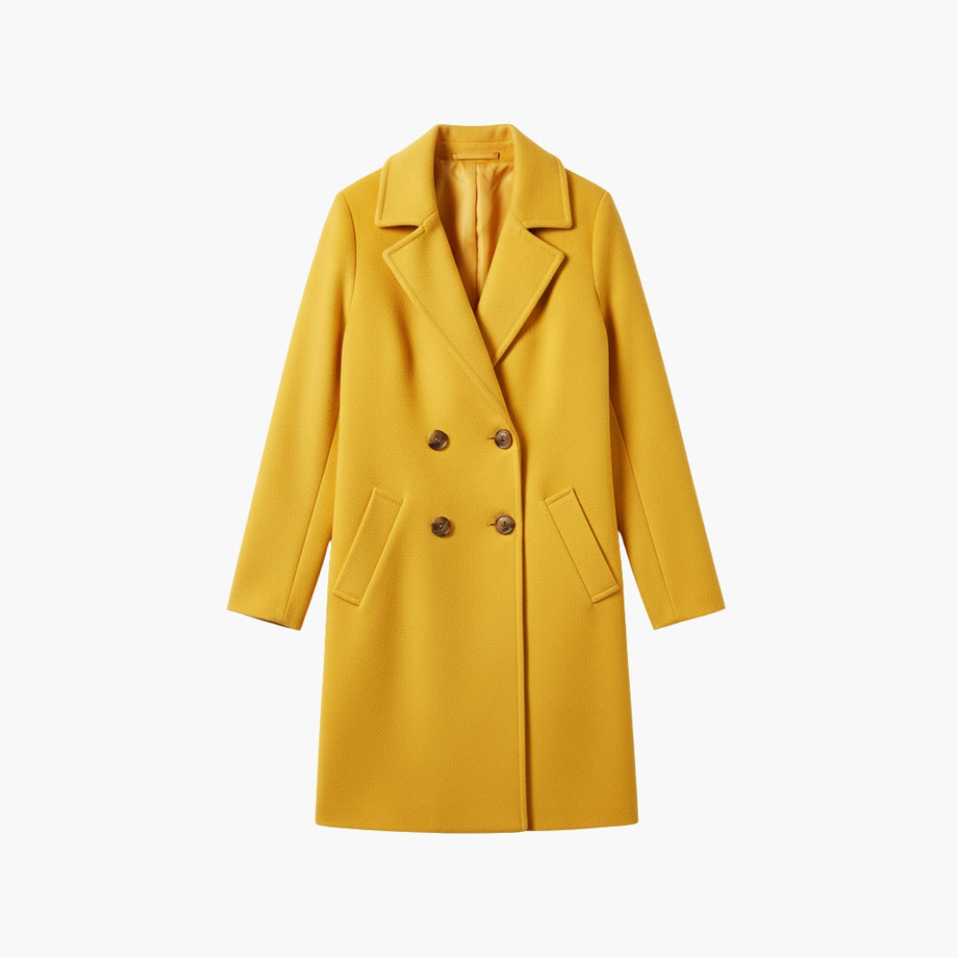 Ladies Classic Double Breasted Long Coat - Vossary