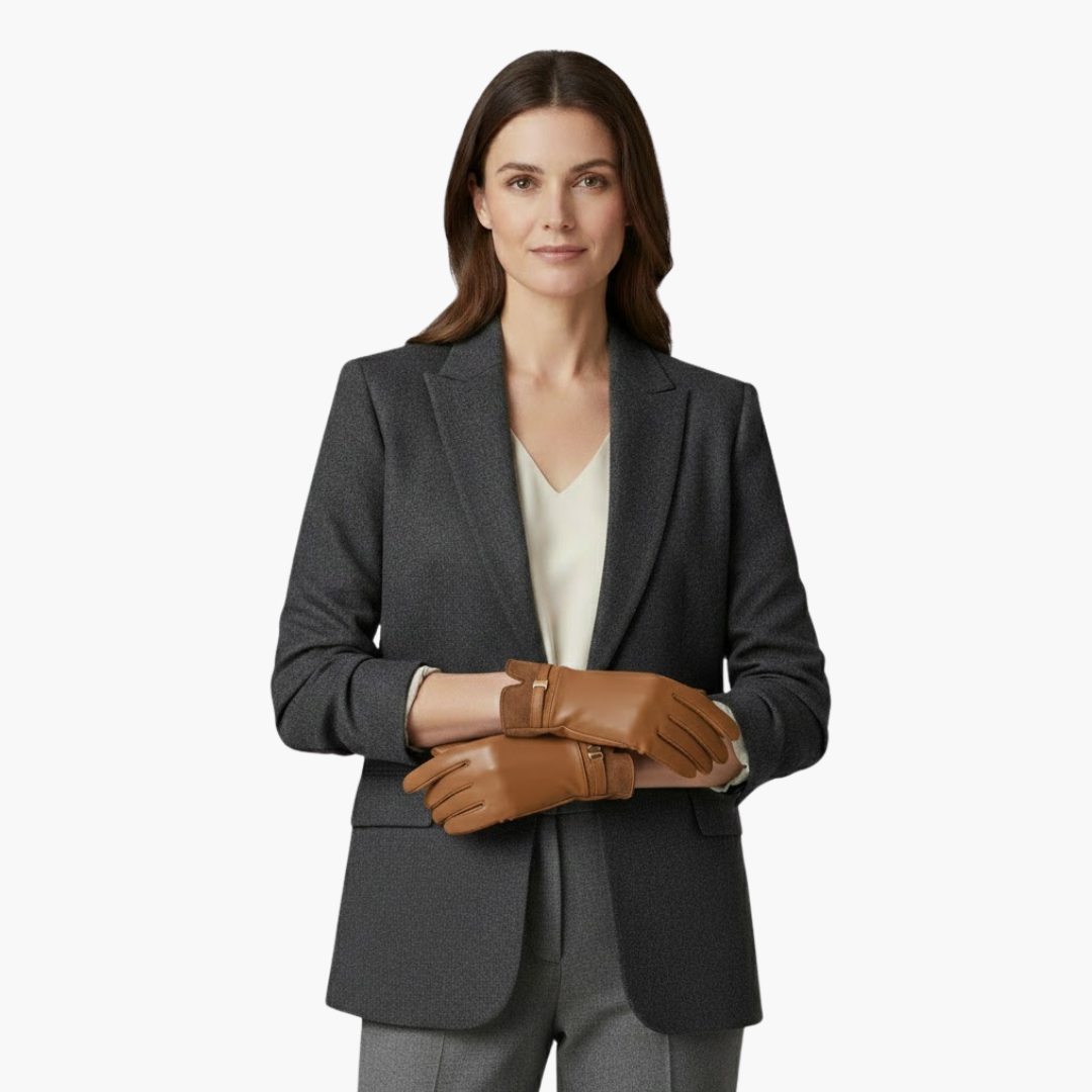 Warm Winter Gloves with Insulated Interior and Adjustable Strap