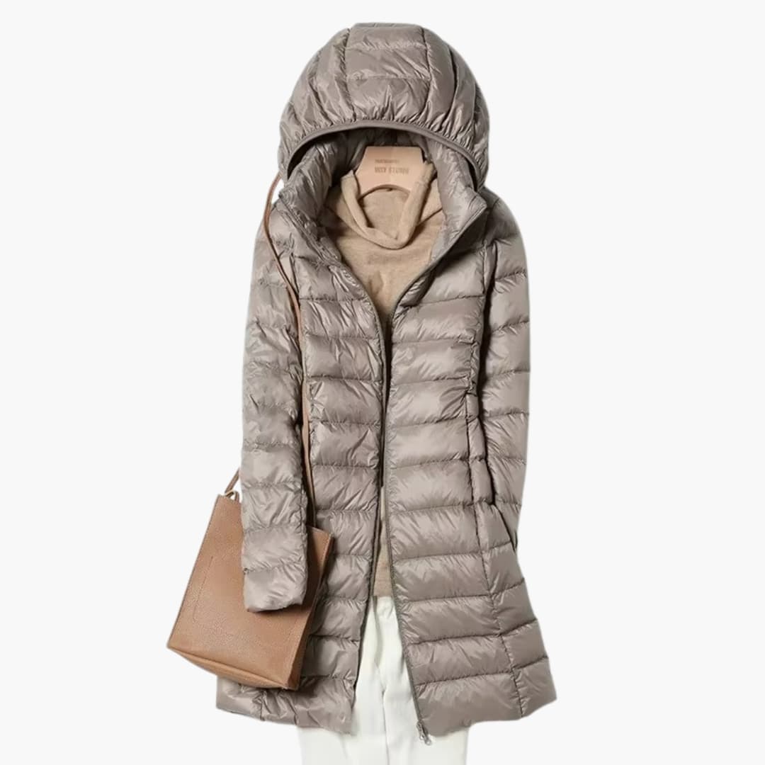 Ladies Waterproof Hooded Winter Coat with Zip Front - Vossary