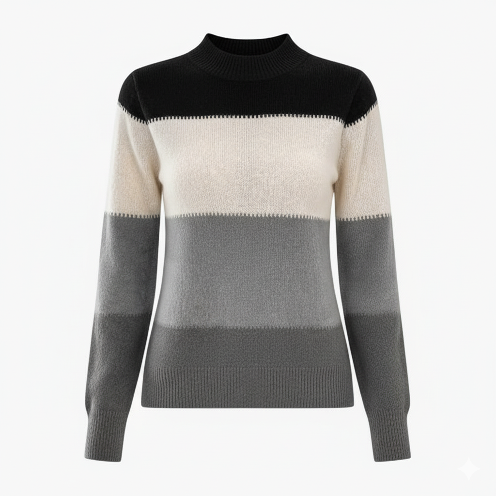 Ladies' Sweatshirt with Multi Color Block Pattern - Vossary