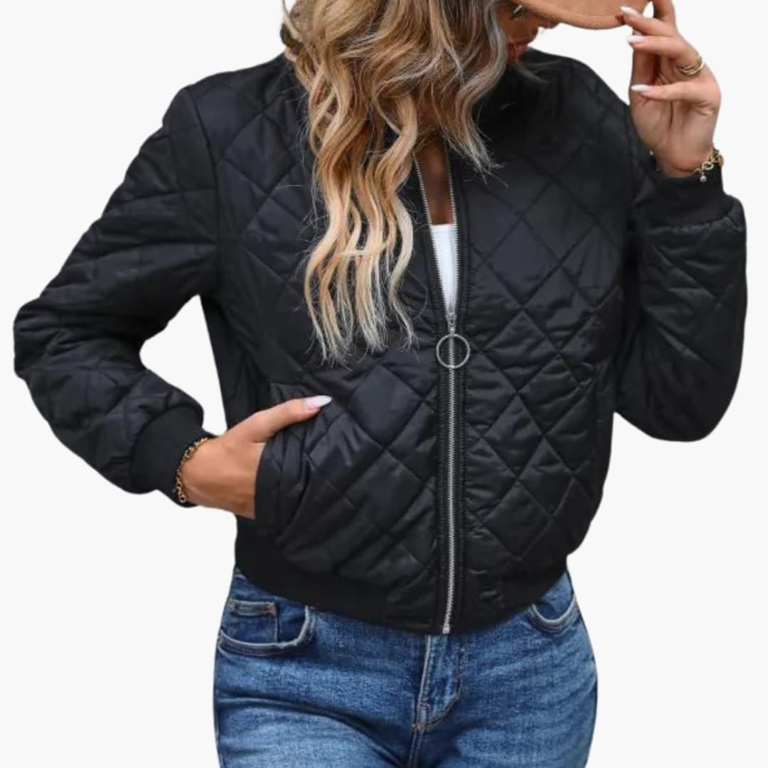 Ladies Padded Zip Up Bomber Coat