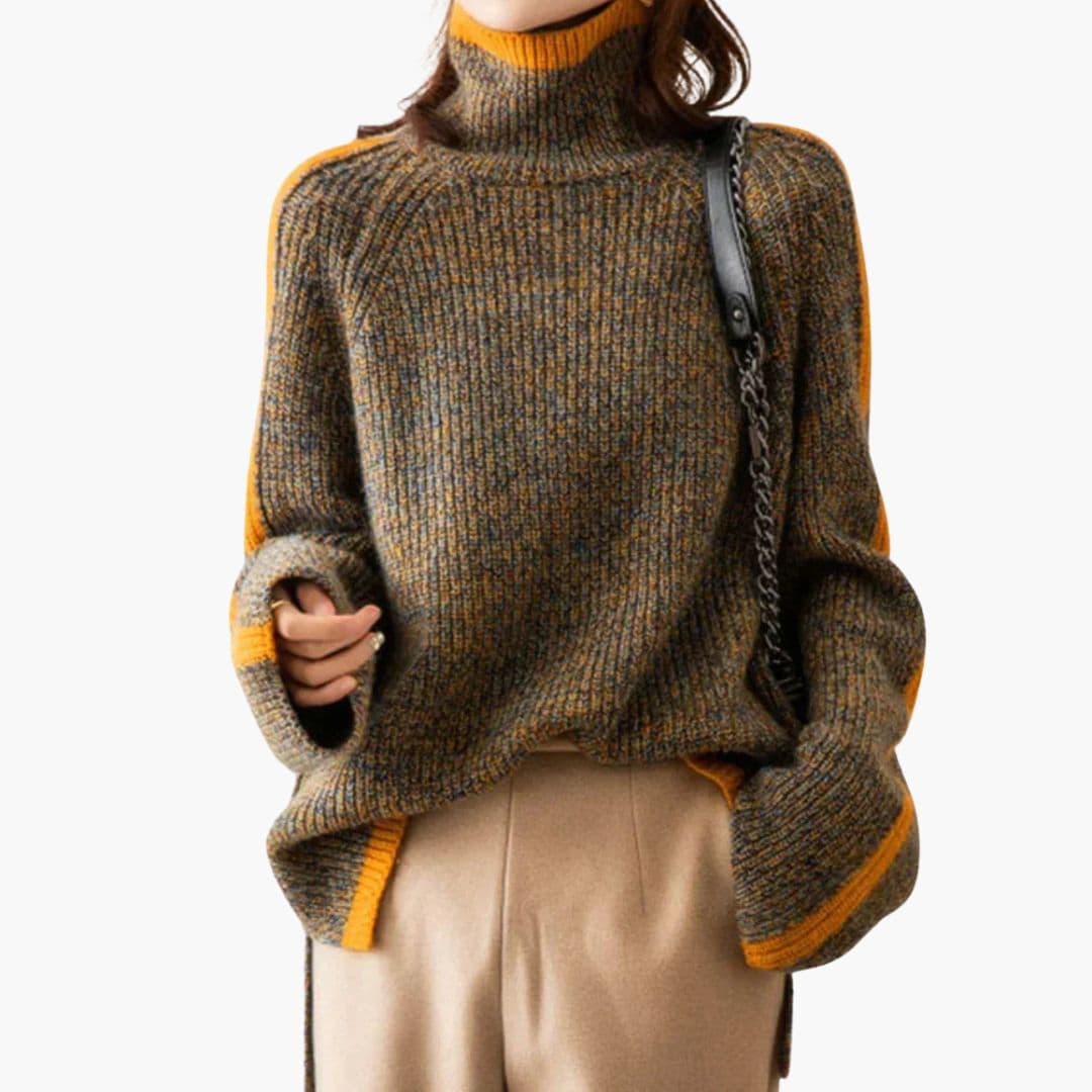 Soft Ribbed Neck Womens Knit Sweater