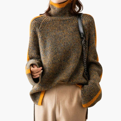 Soft Ribbed Neck Womens Knit Sweater