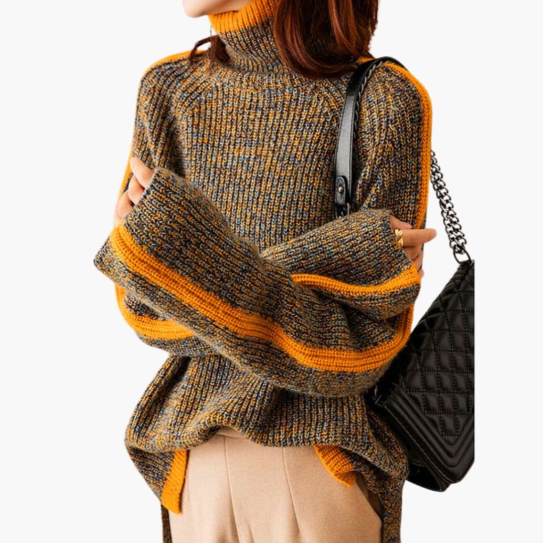 Soft Ribbed Neck Womens Knit Sweater