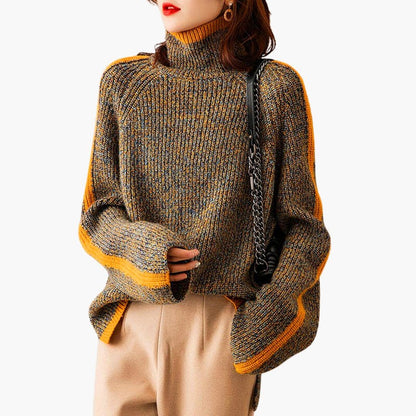 Soft Ribbed Neck Womens Knit Sweater