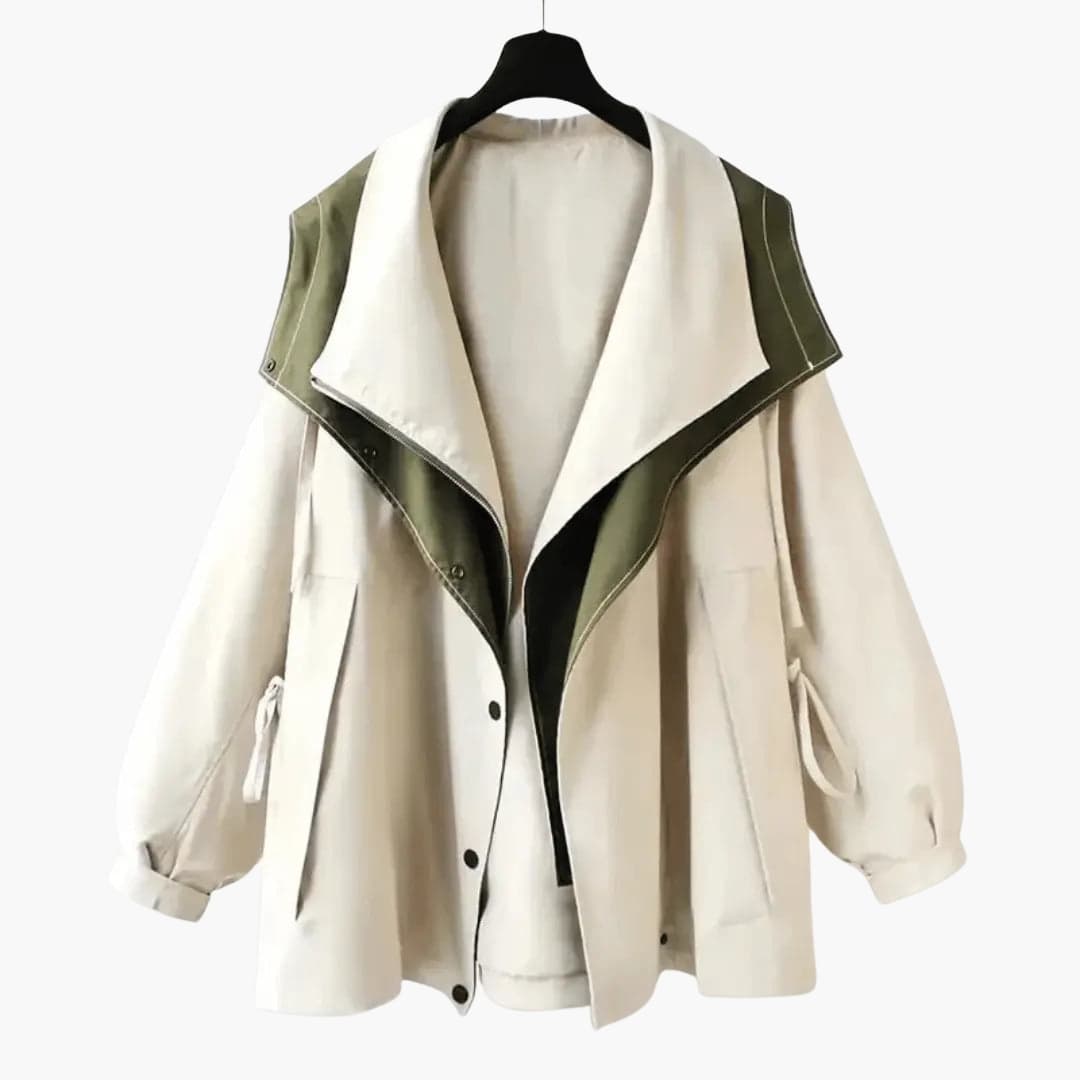Ladies Double Breasted Coat with Snap Front Closure