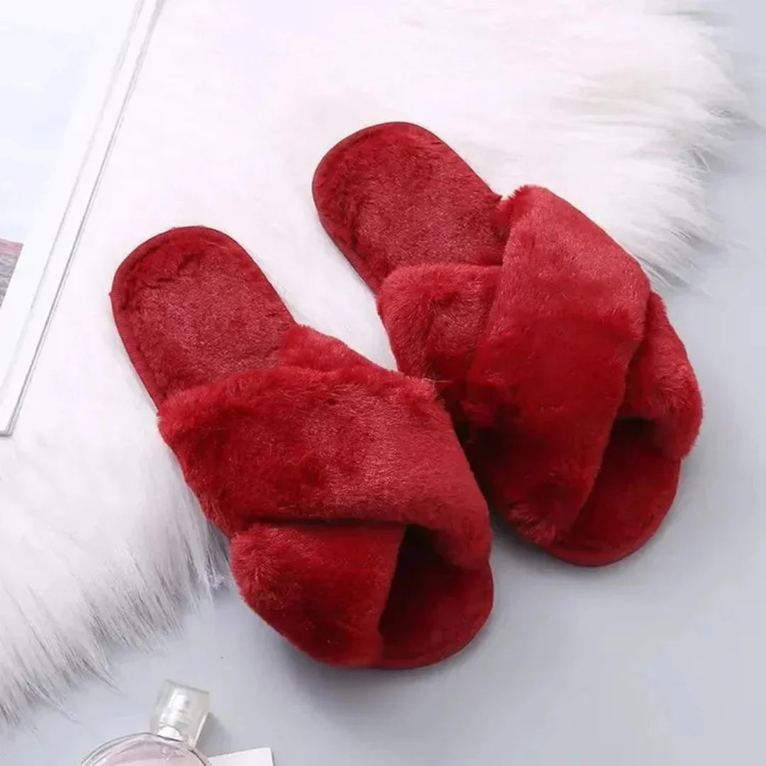 Comfortable Fuzzy Strap House Slippers