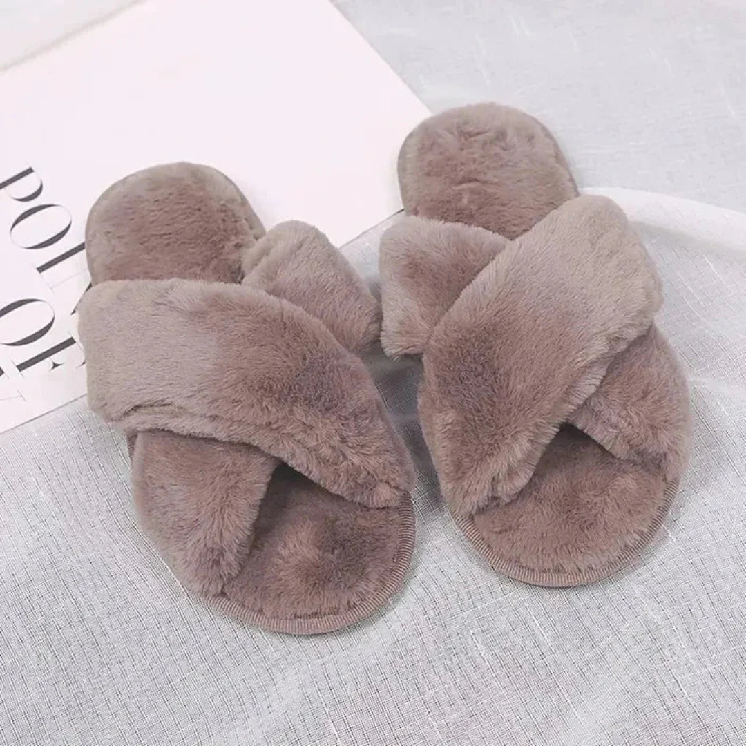 Comfortable Fuzzy Strap House Slippers