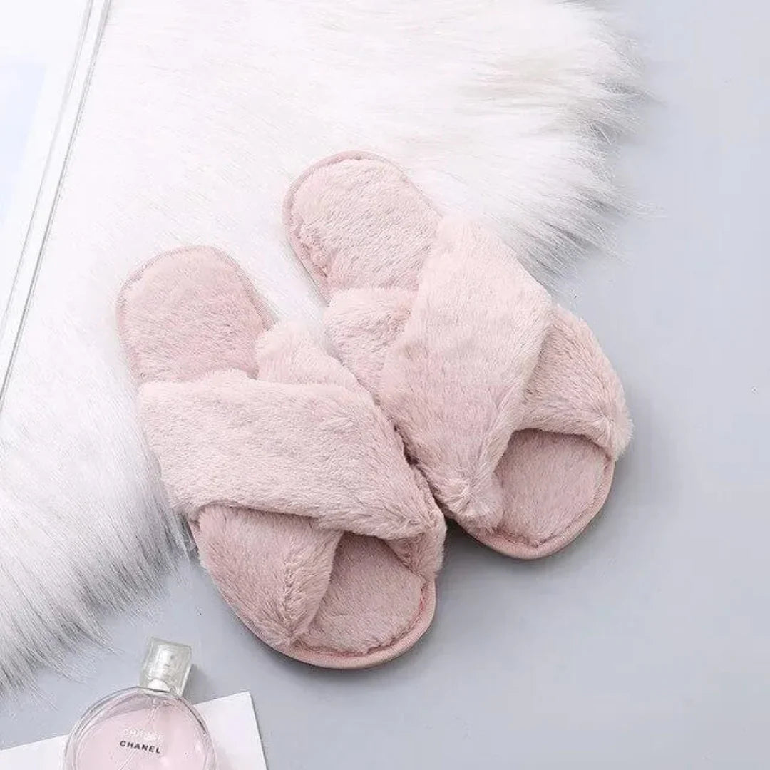 Comfortable Fuzzy Strap House Slippers