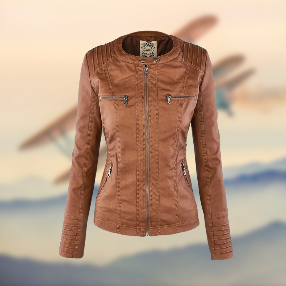 Women's Chic Leather Coat with Hood - EasyApparels
