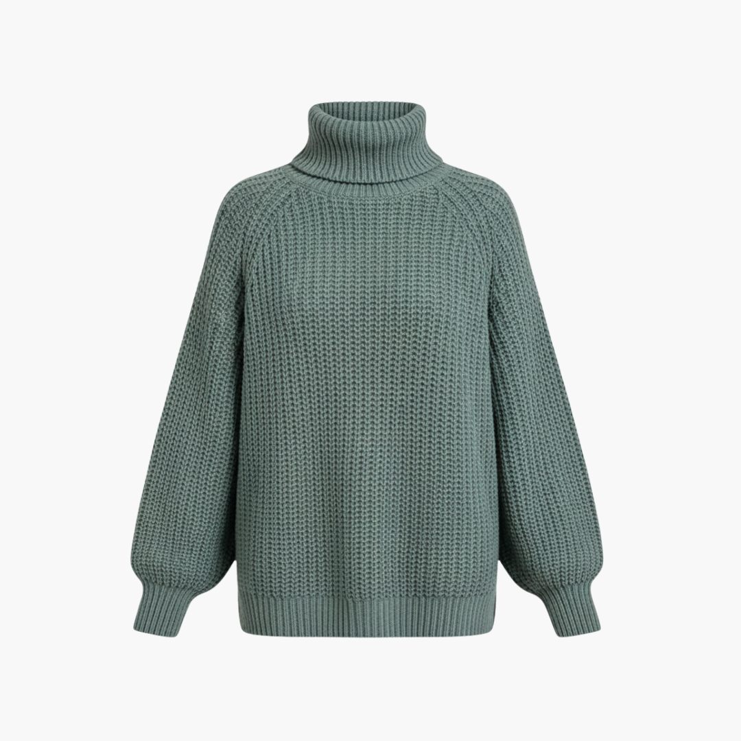 Cozy Oversized Turtleneck Long Sleeve Sweater - Vossary