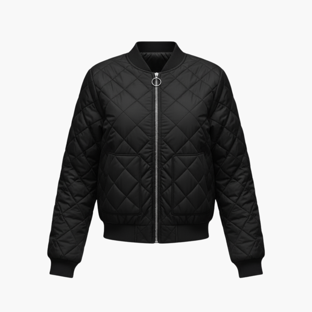 Ladies Padded Zip Up Bomber Coat - Vossary