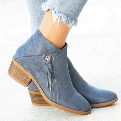 Ladies Leather Low Heel Boots