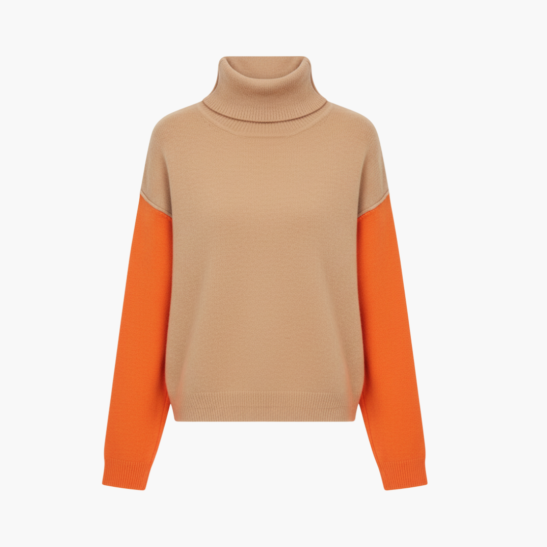 Ladies' Crew Neck Colorful Block Sweater - Vossary