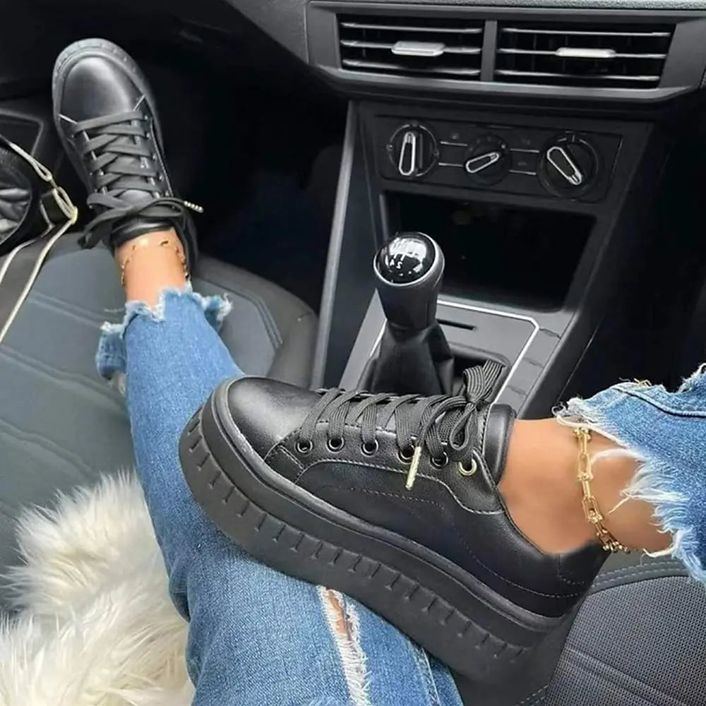 Ladies' Platform Sneakers - Chic and Comfy