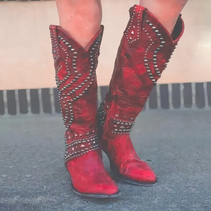 Rugged Cowboy Mid Calf Boots