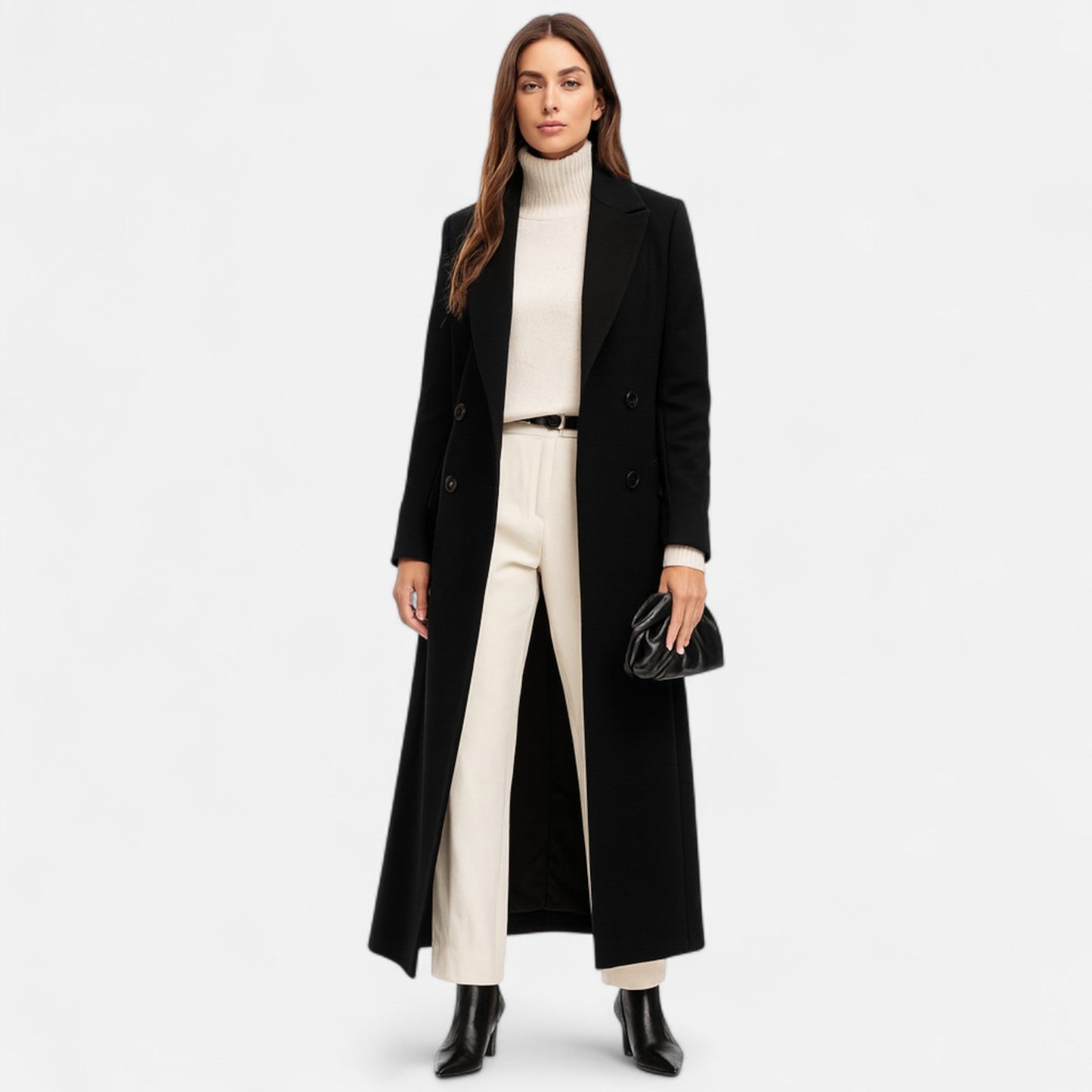 Classic Women's Long Black Coat