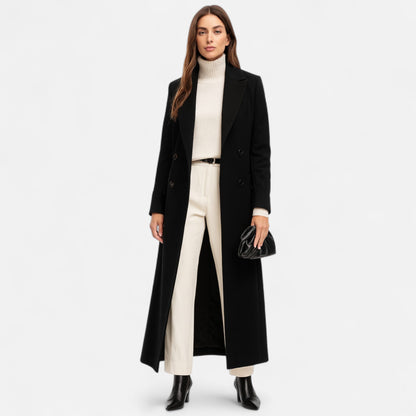 Classic Women's Long Black Coat