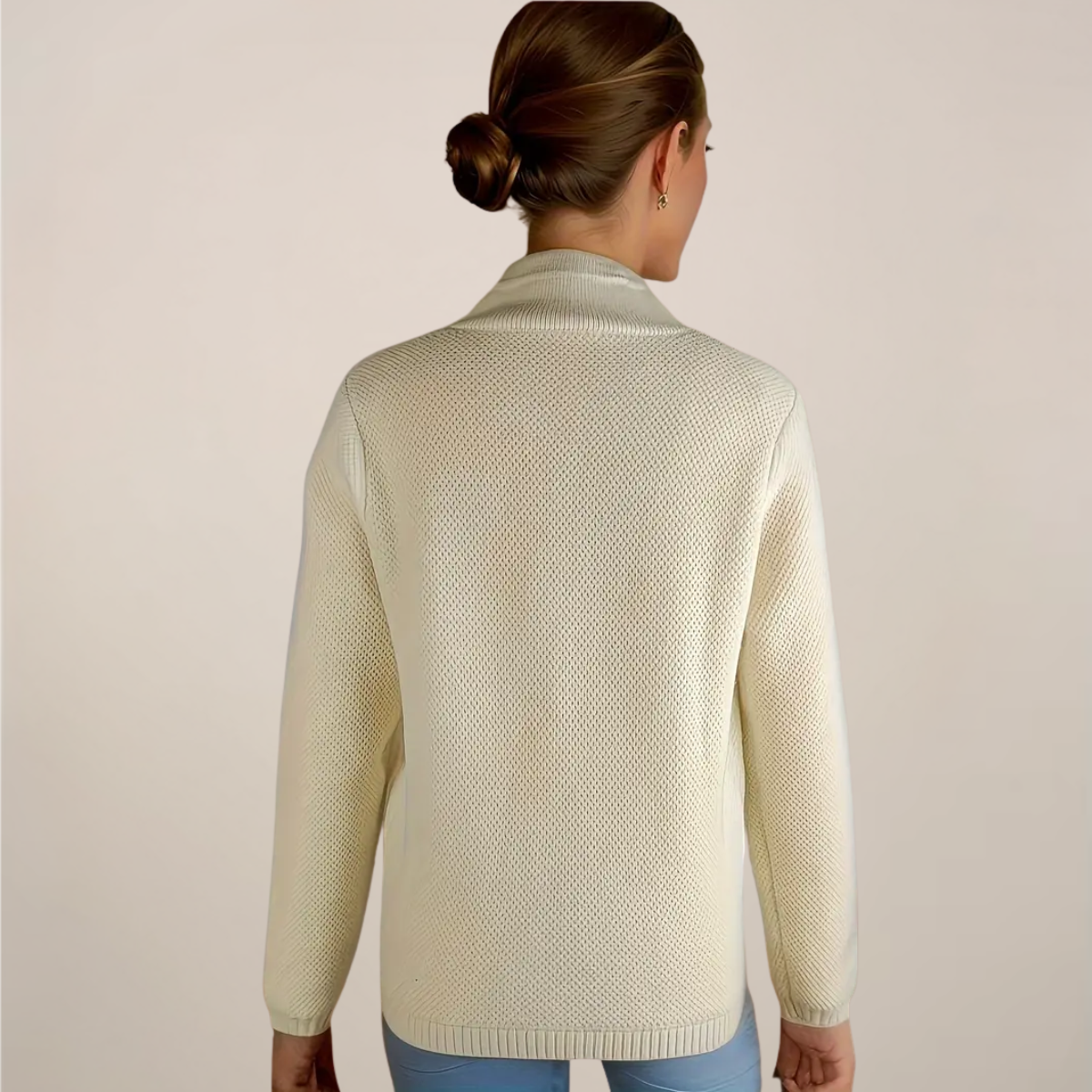 Soft Cable Knit Beige Sweater for Women