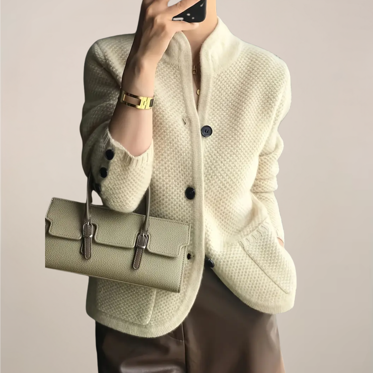 Soft Cable Knit Beige Sweater for Women - Vossary